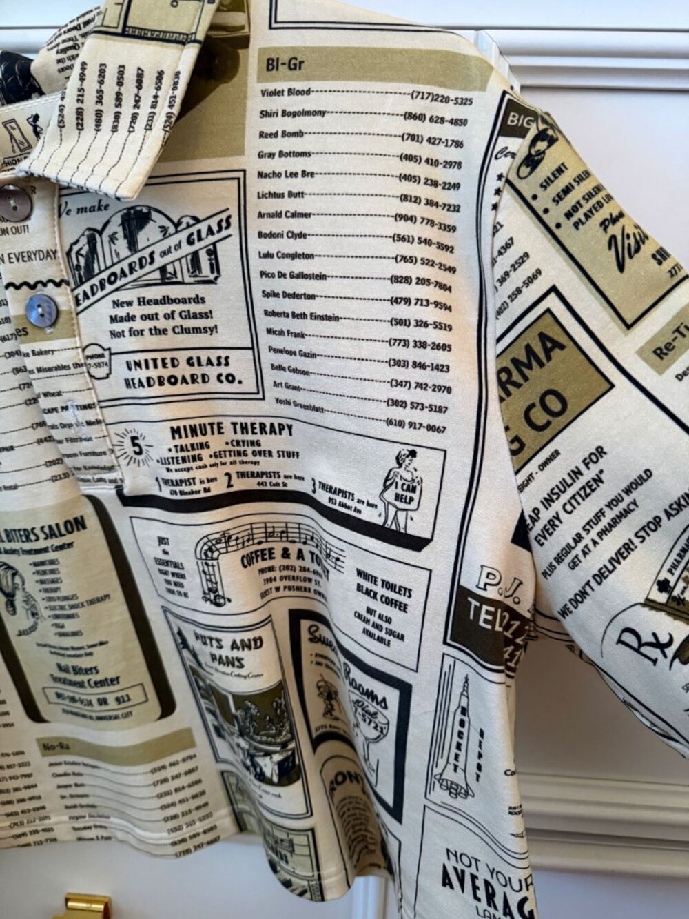 Fashion Brand Company “White Pages” Newspaper Print Crop Shirt - Picture 5 of 10